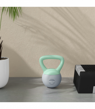 SPORTNOW 4KG Kettlebell with Soft Body and Non-Slip Handle, Grey and Green