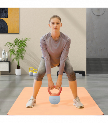 SPORTNOW 4KG Kettlebell with Soft Body and Non-Slip Handle, Orange and Grey