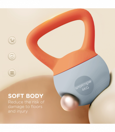 SPORTNOW 4KG Kettlebell with Soft Body and Non-Slip Handle, Orange and Grey