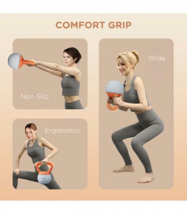 SPORTNOW 4KG Kettlebell with Soft Body and Non-Slip Handle, Orange and Grey