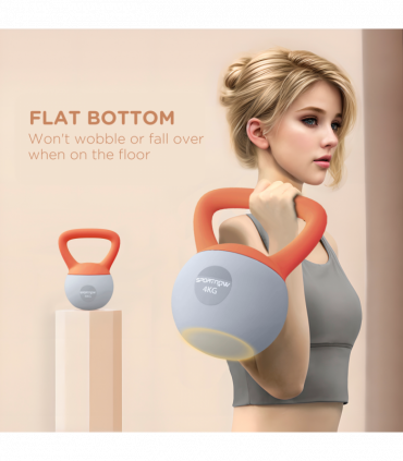 SPORTNOW 4KG Kettlebell with Soft Body and Non-Slip Handle, Orange and Grey