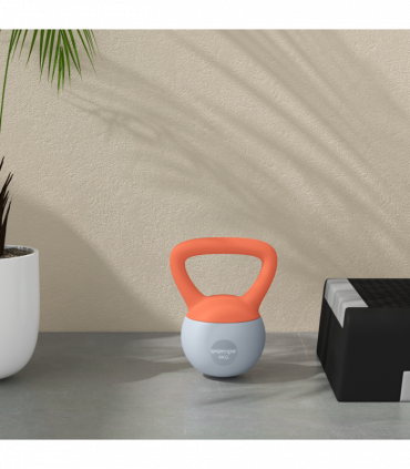 SPORTNOW 4KG Kettlebell with Soft Body and Non-Slip Handle, Orange and Grey