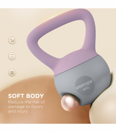 SPORTNOW 4KG Kettlebell with Soft Body and Non-Slip Handle, Purple and Grey