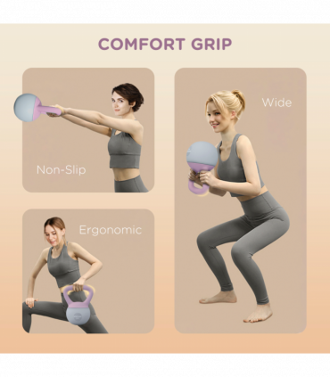 SPORTNOW 4KG Kettlebell with Soft Body and Non-Slip Handle, Purple and Grey