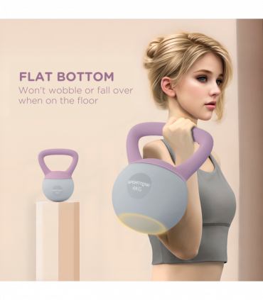 SPORTNOW 4KG Kettlebell with Soft Body and Non-Slip Handle, Purple and Grey