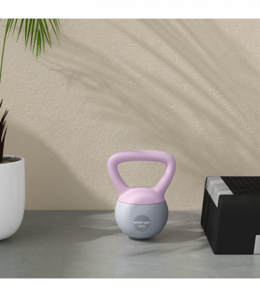 SPORTNOW 4KG Kettlebell with Soft Body and Non-Slip Handle, Purple and Grey