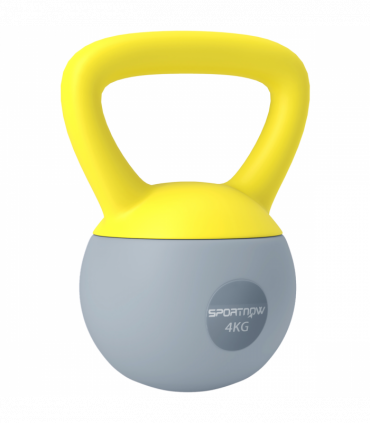 SPORTNOW 4KG Kettlebell with Soft Body and Non-Slip Handle, Yellow and Grey