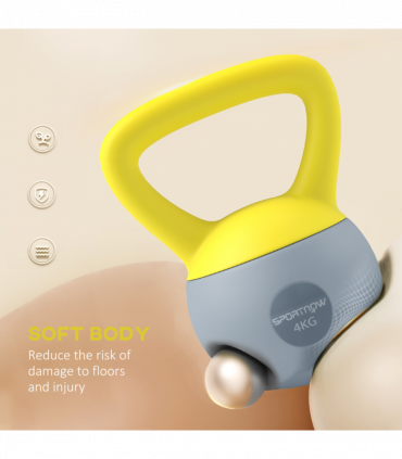 SPORTNOW 4KG Kettlebell with Soft Body and Non-Slip Handle, Yellow and Grey
