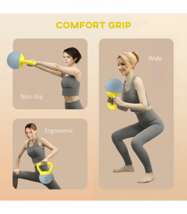 SPORTNOW 4KG Kettlebell with Soft Body and Non-Slip Handle, Yellow and Grey