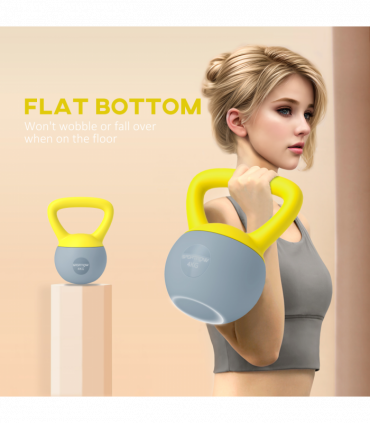 SPORTNOW 4KG Kettlebell with Soft Body and Non-Slip Handle, Yellow and Grey
