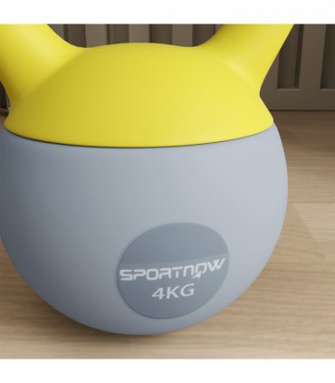 SPORTNOW 4KG Kettlebell with Soft Body and Non-Slip Handle, Yellow and Grey