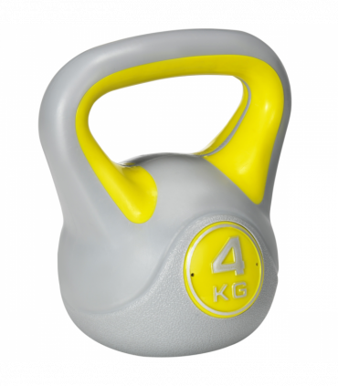 SPORTNOW 4kg Kettle Bell with Handle for Home Gym, Yellow and Grey