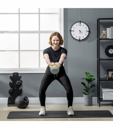 SPORTNOW 4kg Kettle Bell with Handle for Home Gym, Yellow and Grey