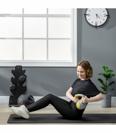 SPORTNOW 4kg Kettle Bell with Handle for Home Gym, Yellow and Grey