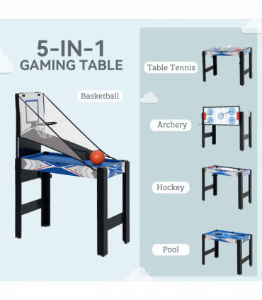 SPORTNOW 5 in 1 Multi Games Table Combo Sports Game Table for Kids, Blue