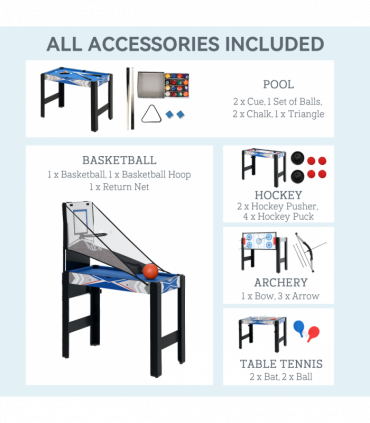 SPORTNOW 5 in 1 Multi Games Table Combo Sports Game Table for Kids, Blue