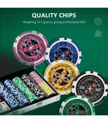 SPORTNOW 500-Piece Poker Chips Set w/ Mat, Aluminium Case, Two Decks of Cards