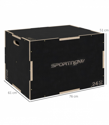 SPORTNOW 51/61/76cm Plyometric Jump Box, Wooden Plyo Box for Home Gym