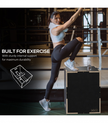 SPORTNOW 51/61/76cm Plyometric Jump Box, Wooden Plyo Box for Home Gym