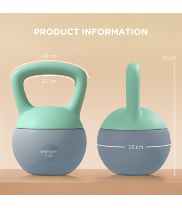 SPORTNOW 6KG Kettlebell with Soft Body and Non-Slip Handle, Grey and Green