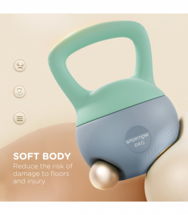 SPORTNOW 6KG Kettlebell with Soft Body and Non-Slip Handle, Grey and Green