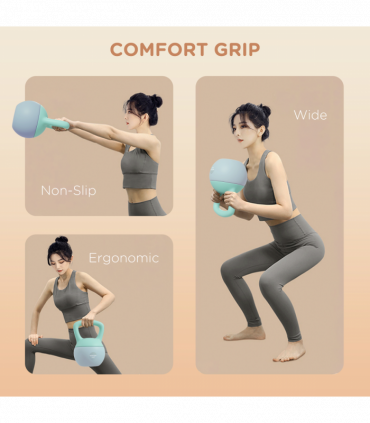 SPORTNOW 6KG Kettlebell with Soft Body and Non-Slip Handle, Grey and Green