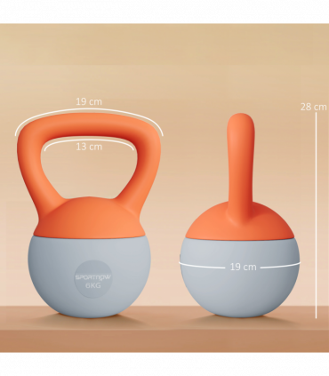 SPORTNOW 6KG Kettlebell with Soft Body and Non-Slip Handle, Orange and Grey