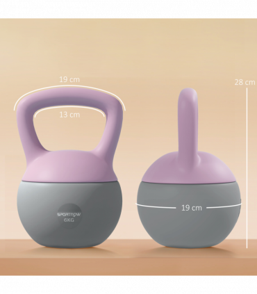 SPORTNOW 6KG Kettlebell with Soft Body and Non-Slip Handle, Purple and Grey
