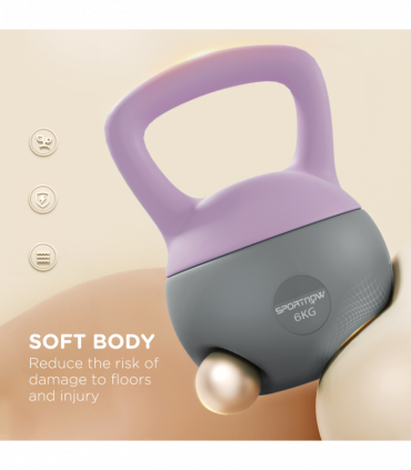 SPORTNOW 6KG Kettlebell with Soft Body and Non-Slip Handle, Purple and Grey
