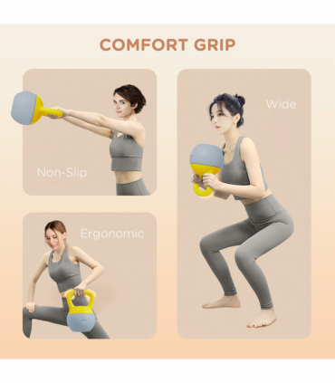 SPORTNOW 6KG Kettlebell with Soft Body and Non-Slip Handle, Yellow and Grey