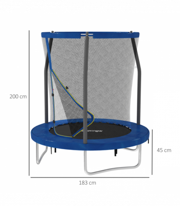 SPORTNOW 6ft Outdoor Trampoline with Safety Enclosure Net, Blue