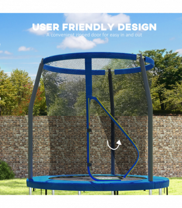 SPORTNOW 6ft Outdoor Trampoline with Safety Enclosure Net, Blue