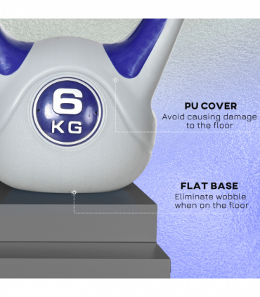 SPORTNOW 6kg Kettle Bell with Handle for Home Gym, Purple and Grey