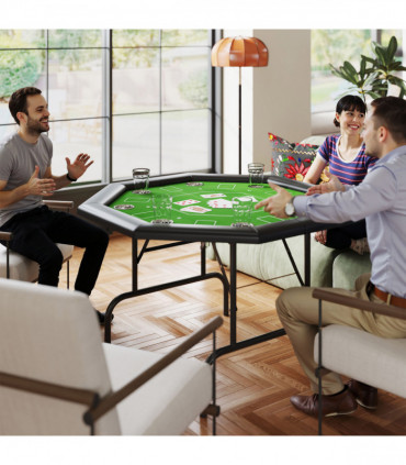 SPORTNOW 8 Player Foldable Poker Table with Cup Holders, Green