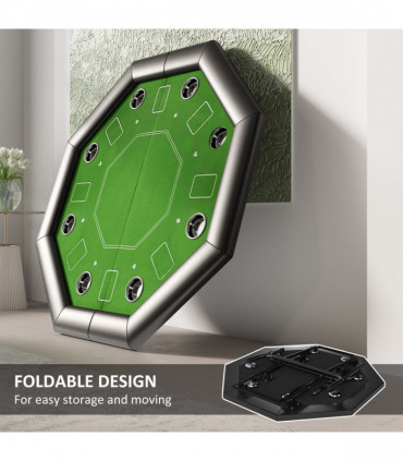 SPORTNOW 8 Player Foldable Poker Table with Cup Holders, Green