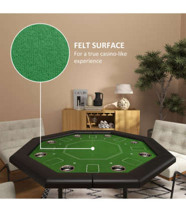 SPORTNOW 8 Player Foldable Poker Table with Cup Holders, Green