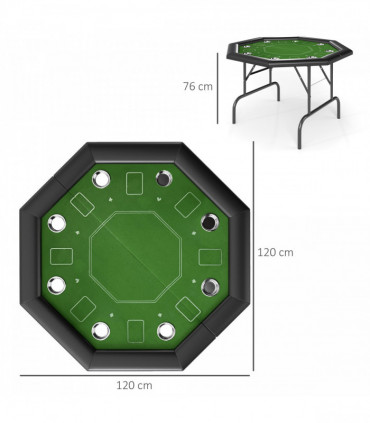 SPORTNOW 8 Player Foldable Poker Table with Cup Holders, Green