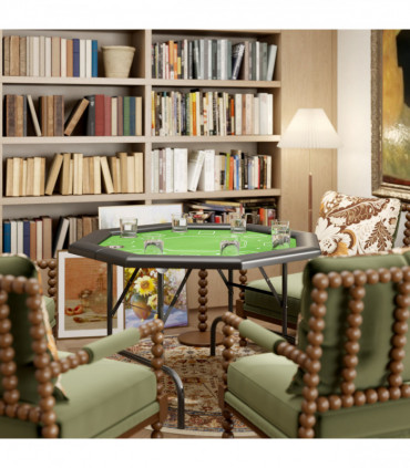 SPORTNOW 8 Player Foldable Poker Table with Cup Holders, Green