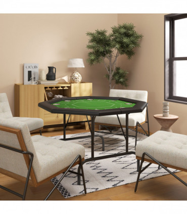 SPORTNOW 8 Player Foldable Poker Table with Cup Holders, Green