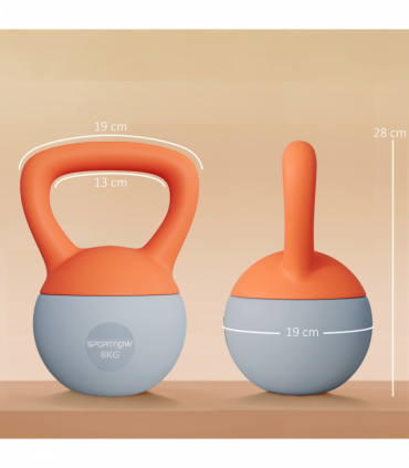 SPORTNOW 8KG Kettlebell with Soft Body and Non-Slip Handle, Orange and Grey