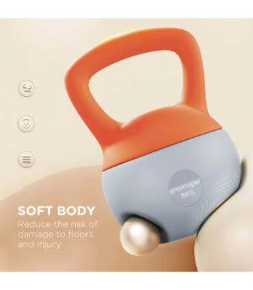 SPORTNOW 8KG Kettlebell with Soft Body and Non-Slip Handle, Orange and Grey