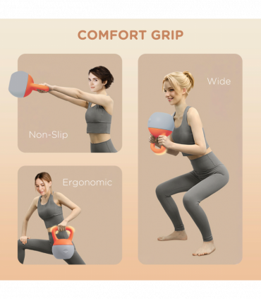 SPORTNOW 8KG Kettlebell with Soft Body and Non-Slip Handle, Orange and Grey