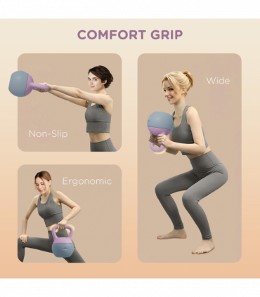 SPORTNOW 8KG Kettlebell with Soft Body and Non-Slip Handle, Purple and Grey