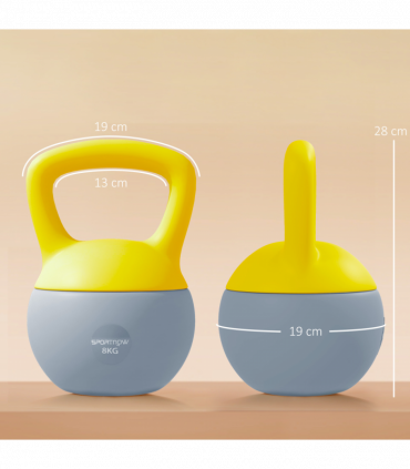 SPORTNOW 8KG Kettlebell with Soft Body and Non-Slip Handle, Yellow and Grey