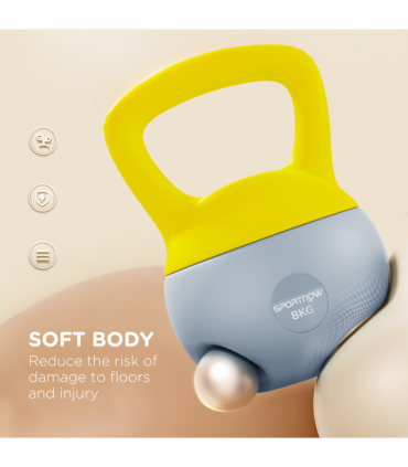 SPORTNOW 8KG Kettlebell with Soft Body and Non-Slip Handle, Yellow and Grey