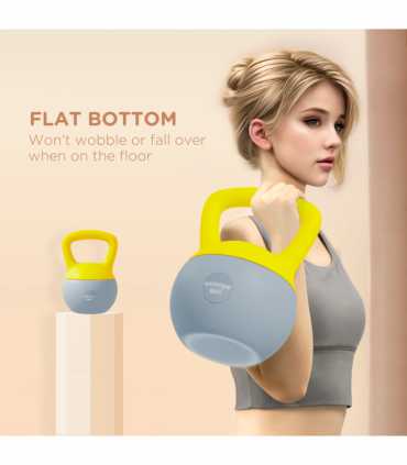 SPORTNOW 8KG Kettlebell with Soft Body and Non-Slip Handle, Yellow and Grey
