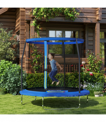SPORTNOW 8ft Outdoor Trampoline with Safety Enclosure Net, Blue