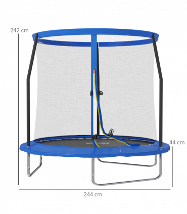 SPORTNOW 8ft Outdoor Trampoline with Safety Enclosure Net, Blue