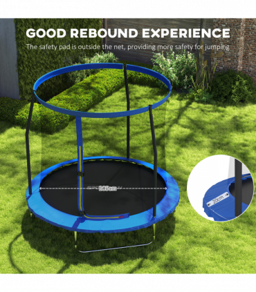 SPORTNOW 8ft Outdoor Trampoline with Safety Enclosure Net, Blue