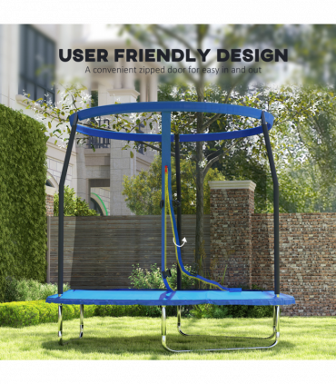 SPORTNOW 8ft Outdoor Trampoline with Safety Enclosure Net, Blue